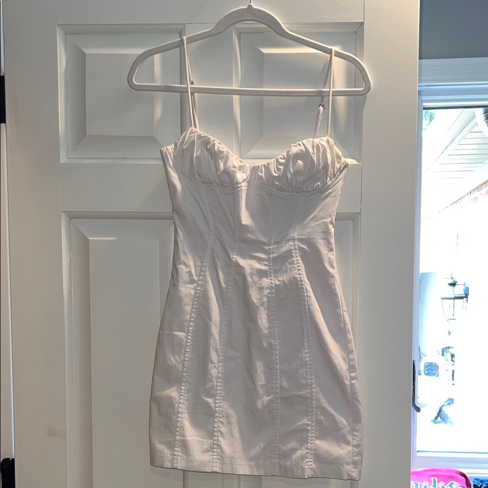 Zara White Strapless Bustier Mini Dress with Thin Straps